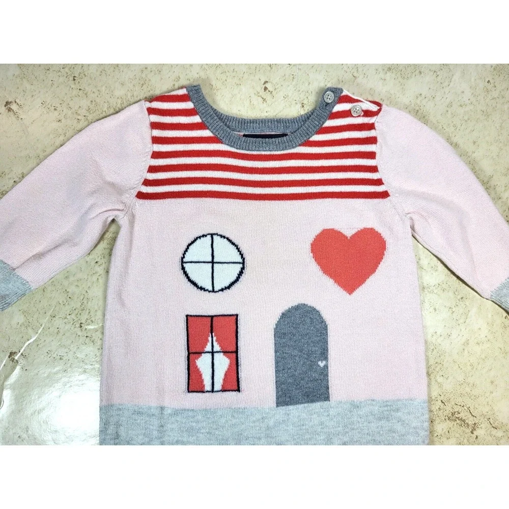 Baby Gap One Piece Cotton Color Blocked House Heart Stripes Button Crotch 3-6 mo